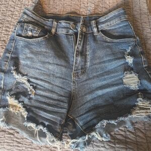 Distressed Denim Shorts size S, 4, 26/ cotton stretch high waisted